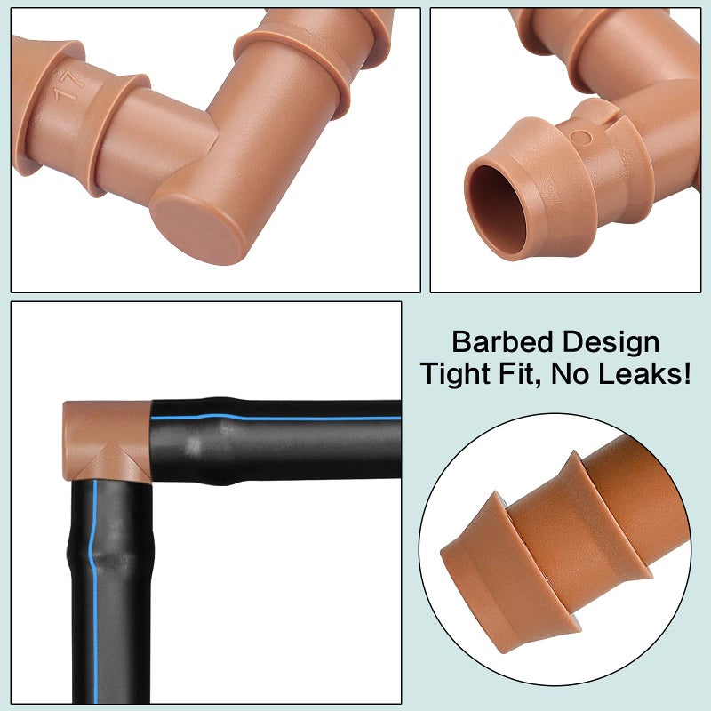 iMopo 21-Pack Drip Irrigation Universal Barbed Elbow Fitting, Barbed Connectors for 1/2" Drip Tubing - Image 5